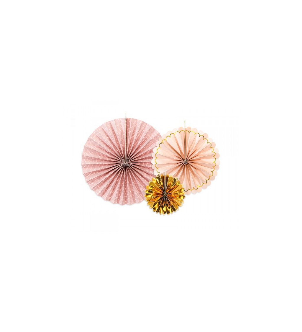 Závěsné rozety - růžový multicolor (3 ks)
