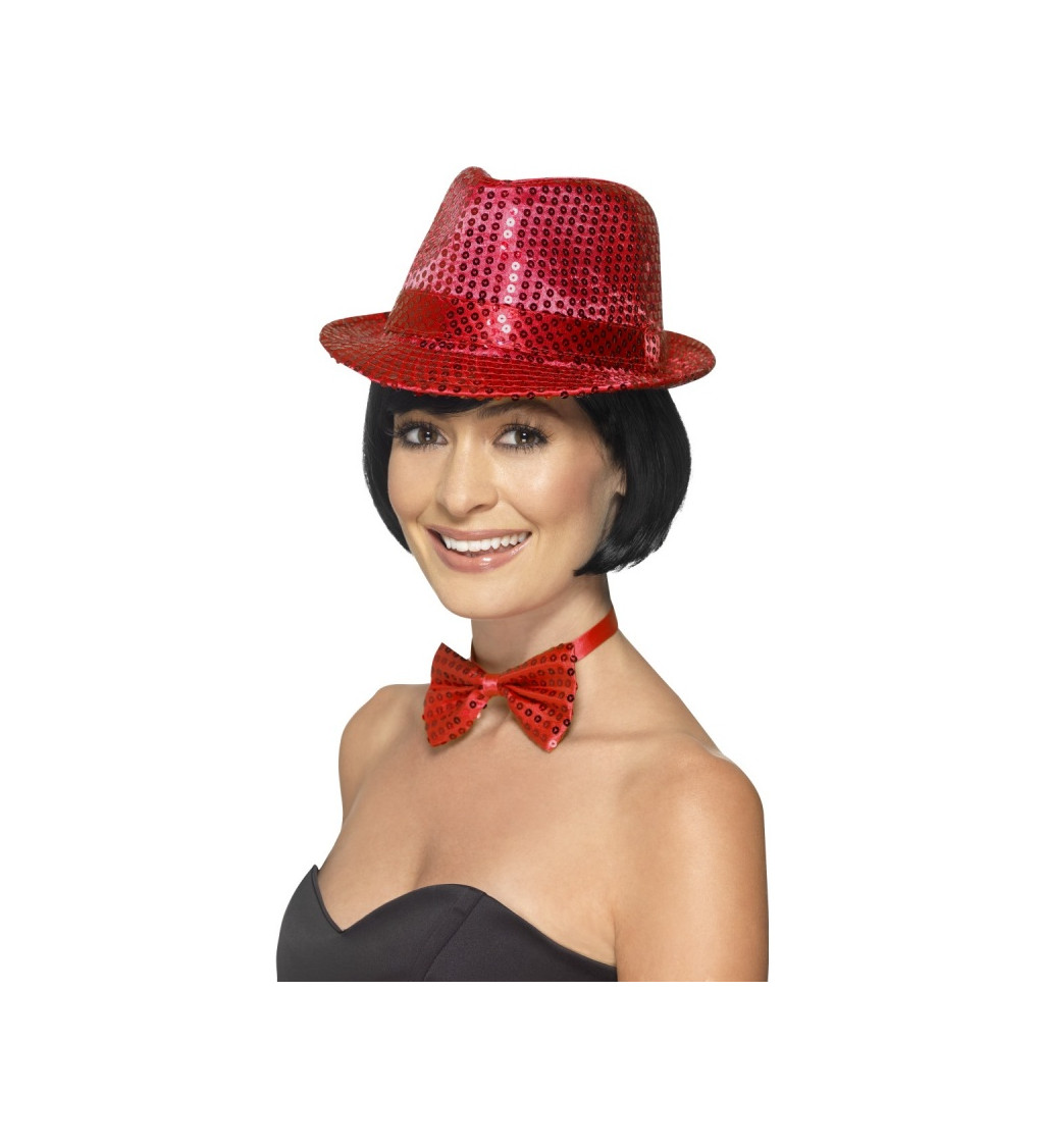 Červený glitter klobouk