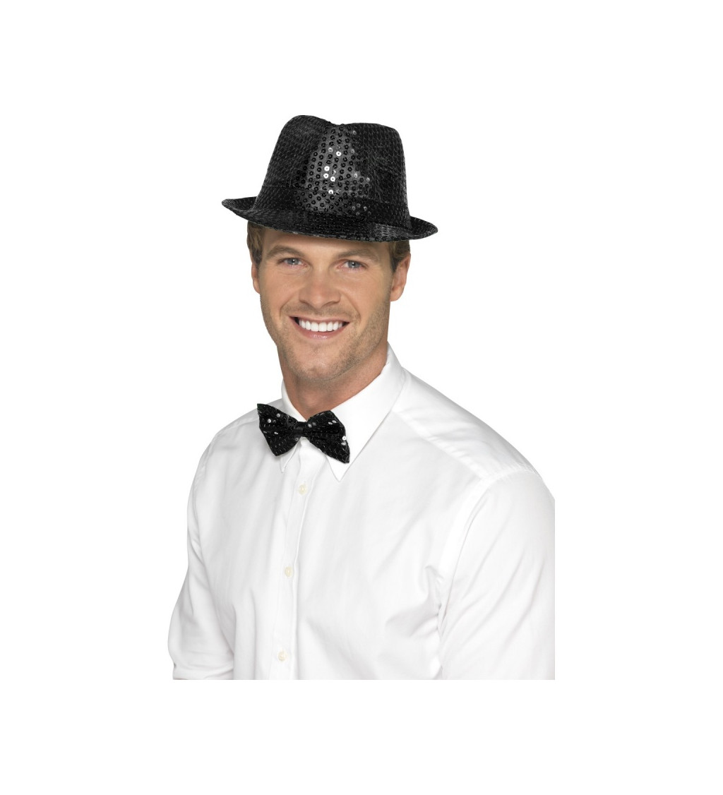 Černý glitter klobouk