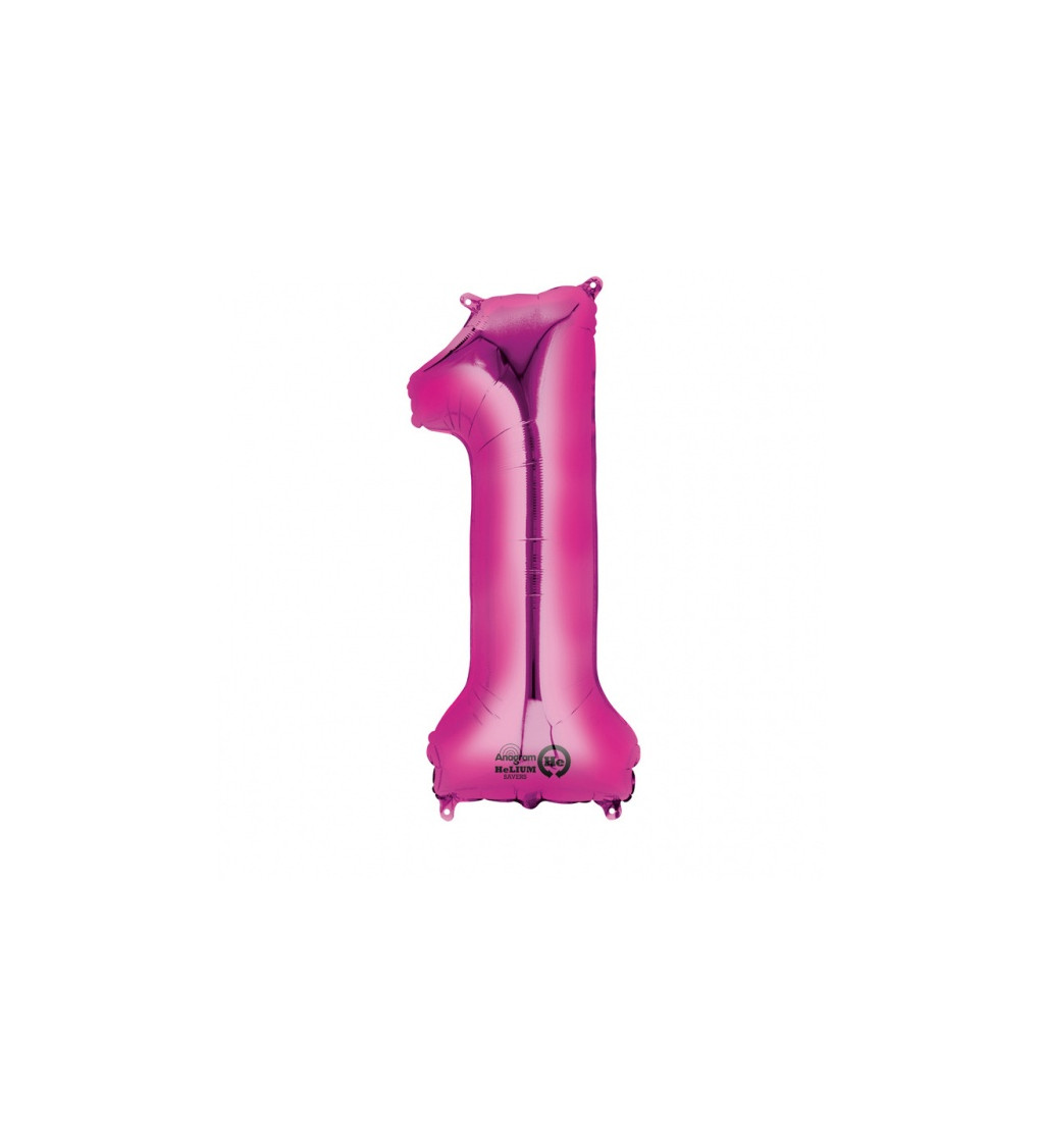 Růžová jednička fóliový balónek