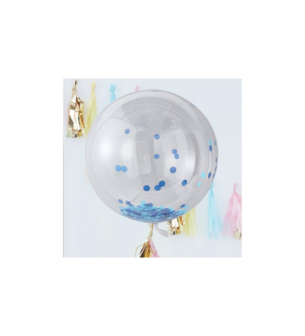 Sada velkých balónků s modrými konfetami