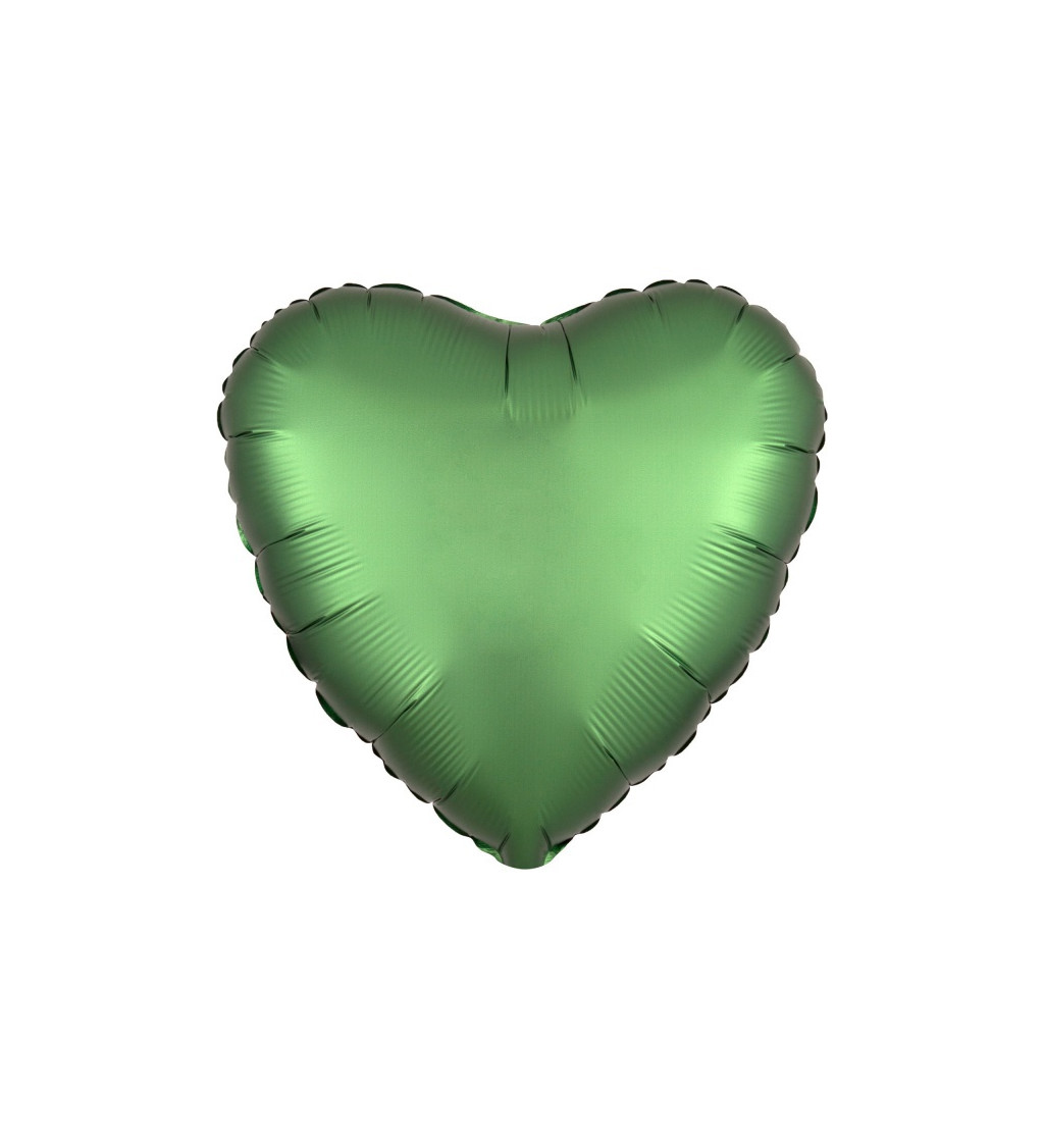 Sametový fóliový balónek Zelené srdce