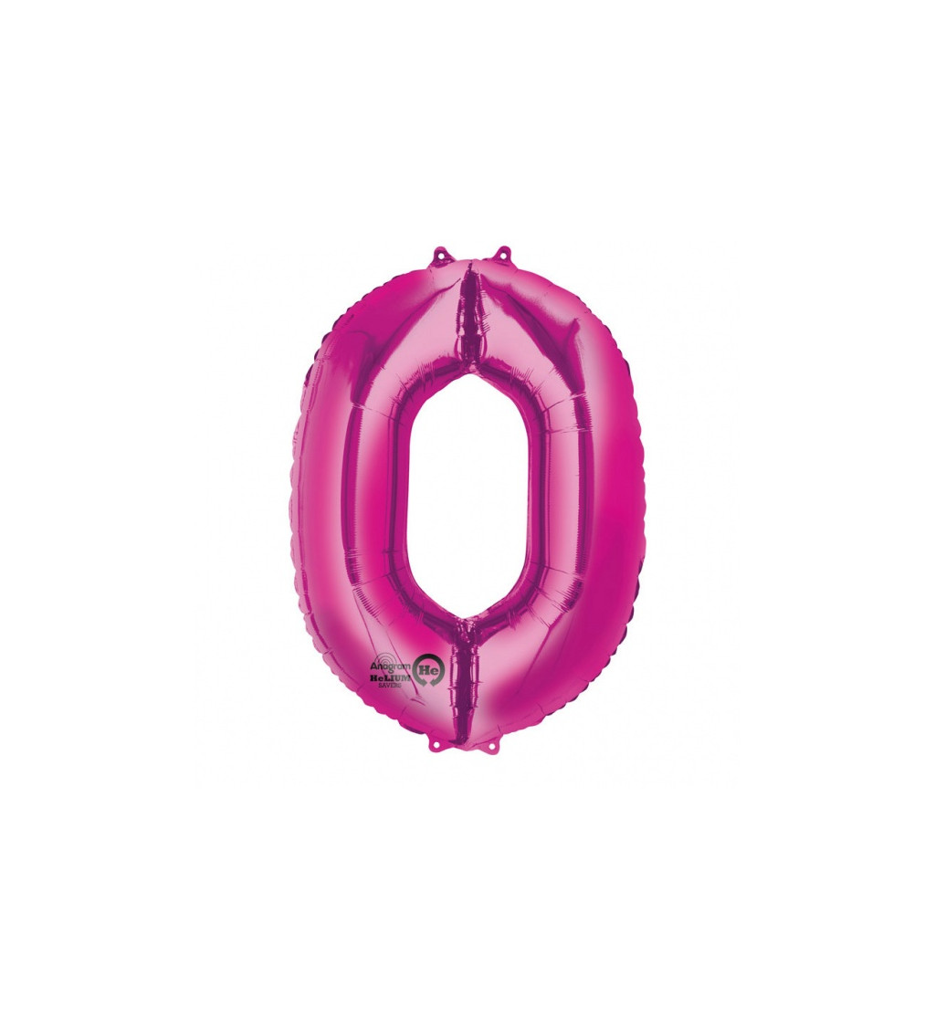 Růžová nula fóliový balónek