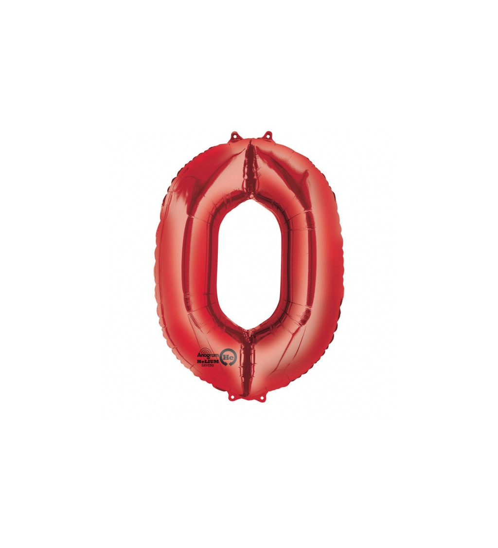 Červená nula fóliový balónek