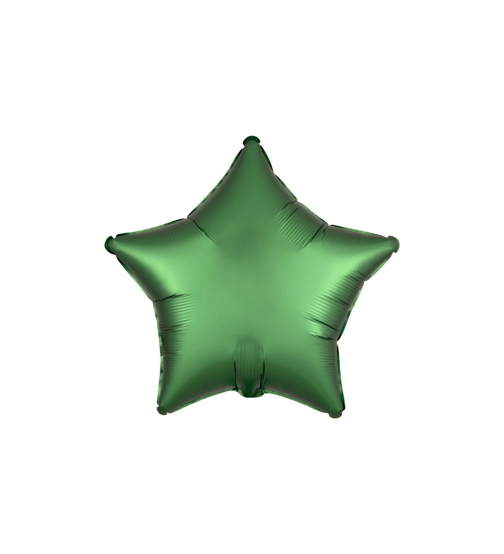 Sametový fóliový balónek Zelená hvězda