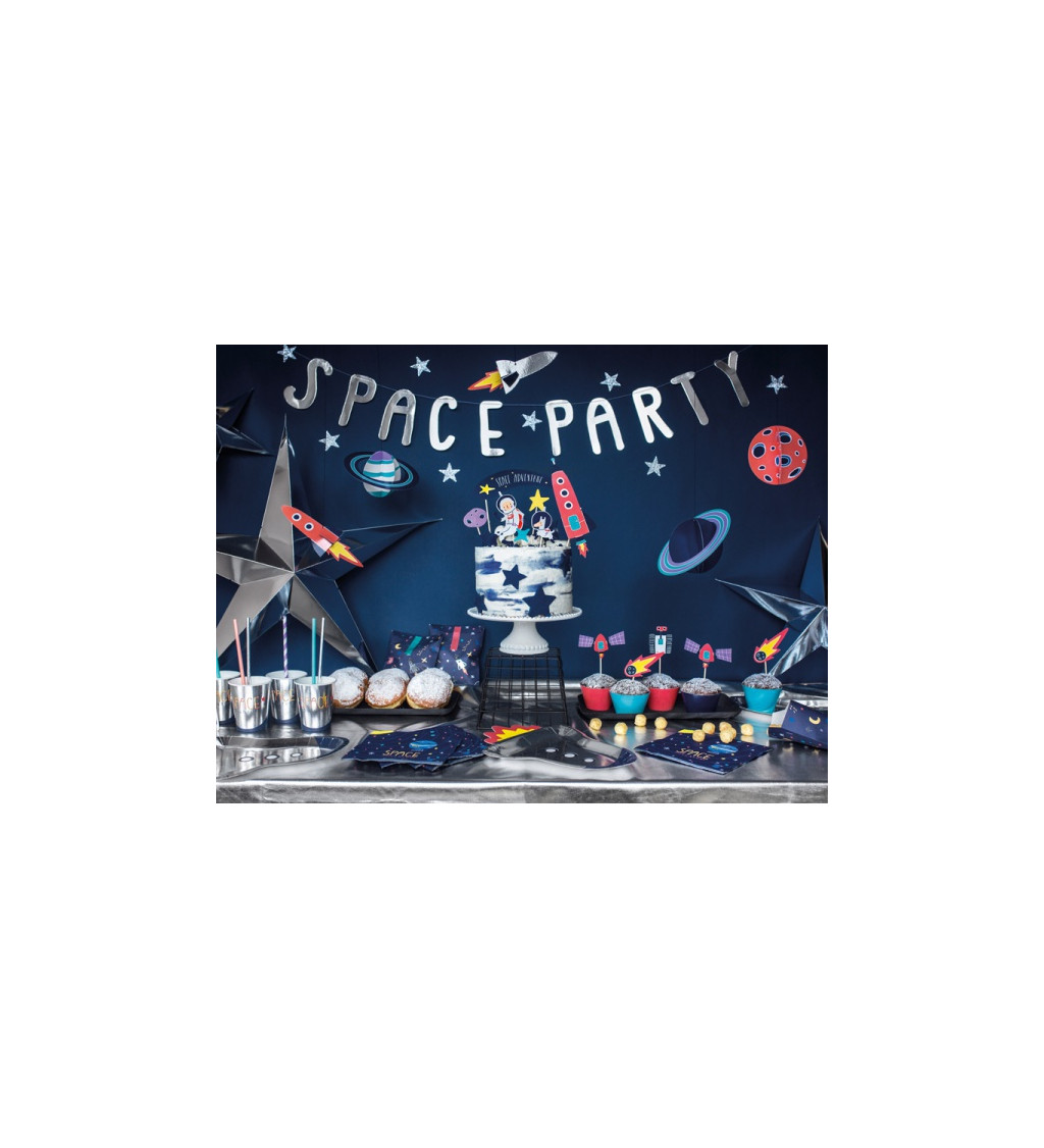 Girlanda - Space Party, stříbrná