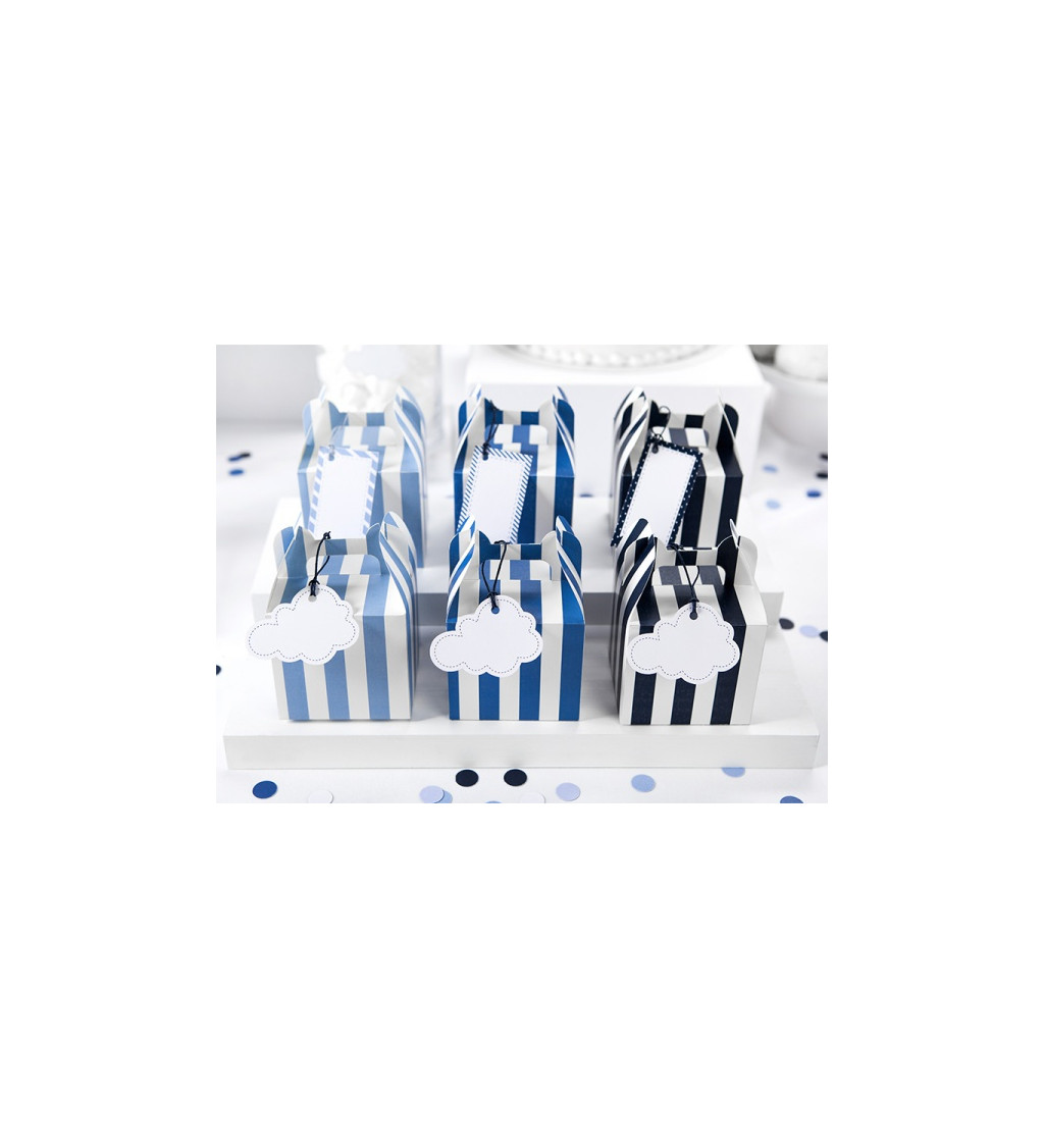 Boxíky na sladkosti - modré pruhy (6 ks)
