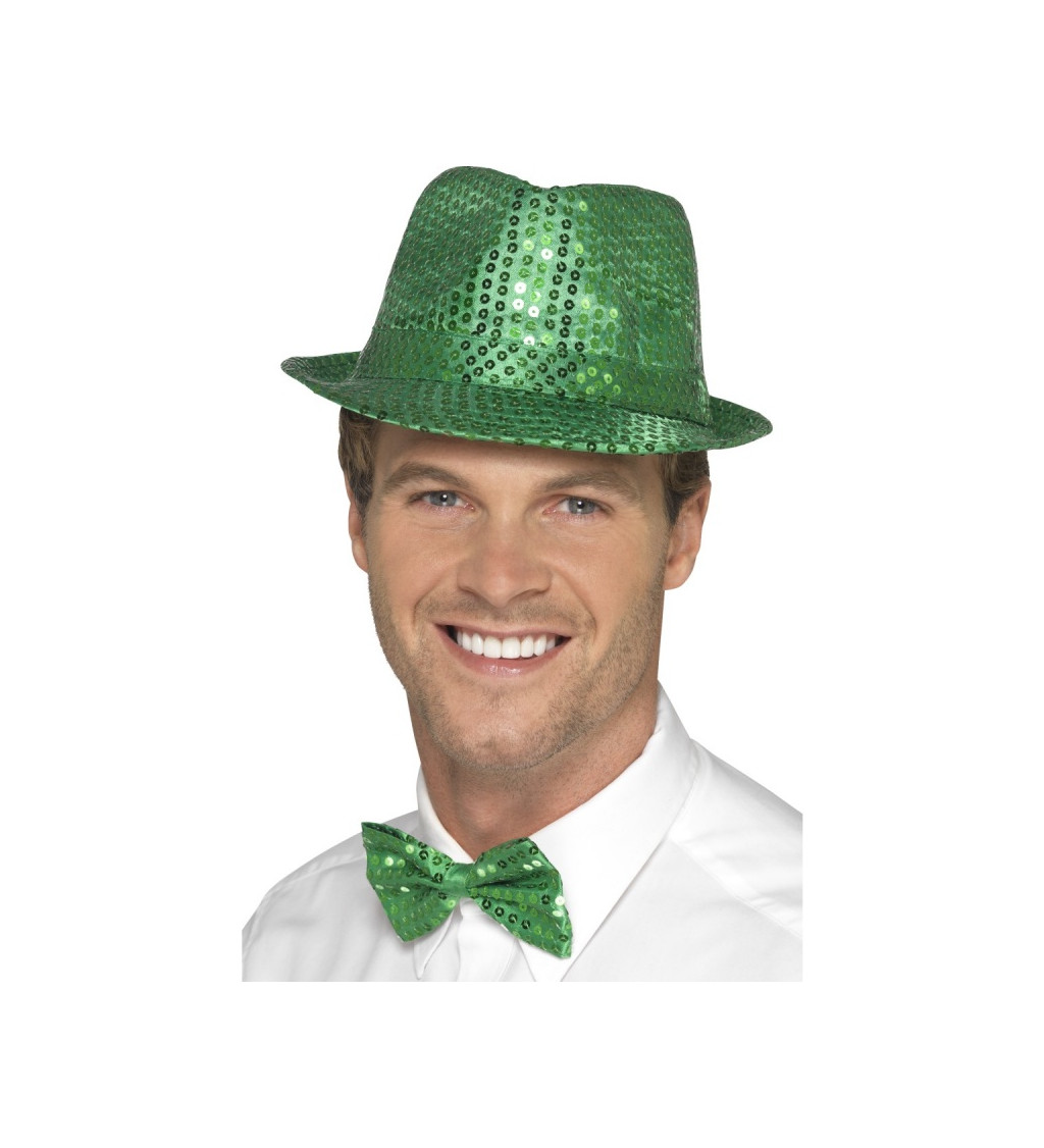 Zelený glitter klobouk
