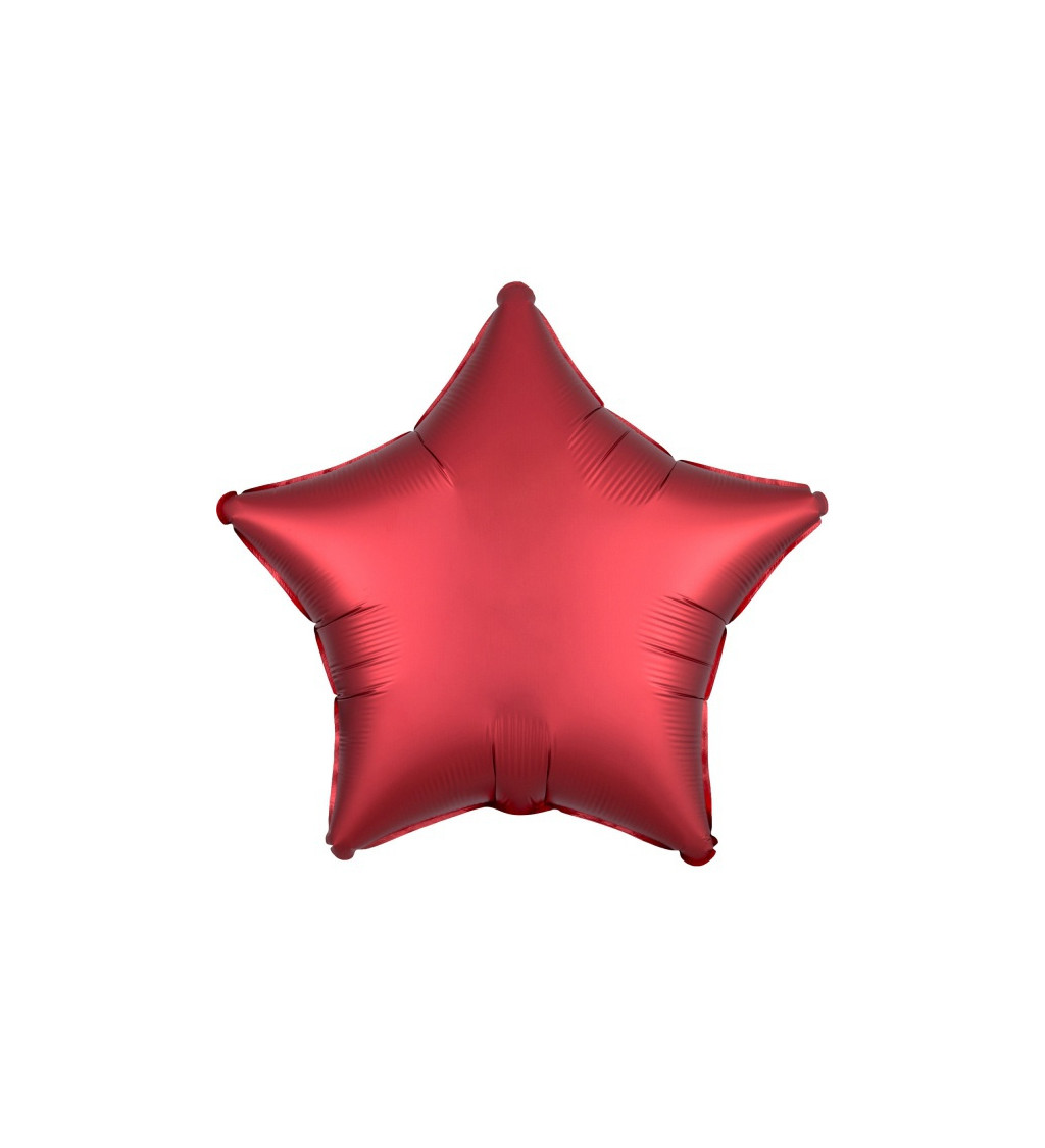 Sametový fóliový balónek Červená hvězda