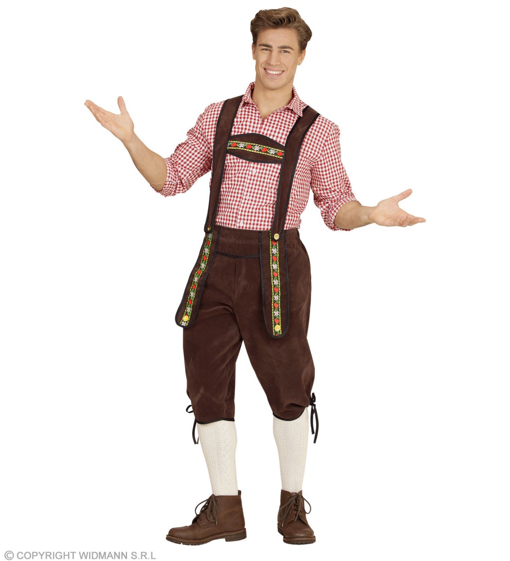 Bavorské kalhoty z pravé kůže - hnědé