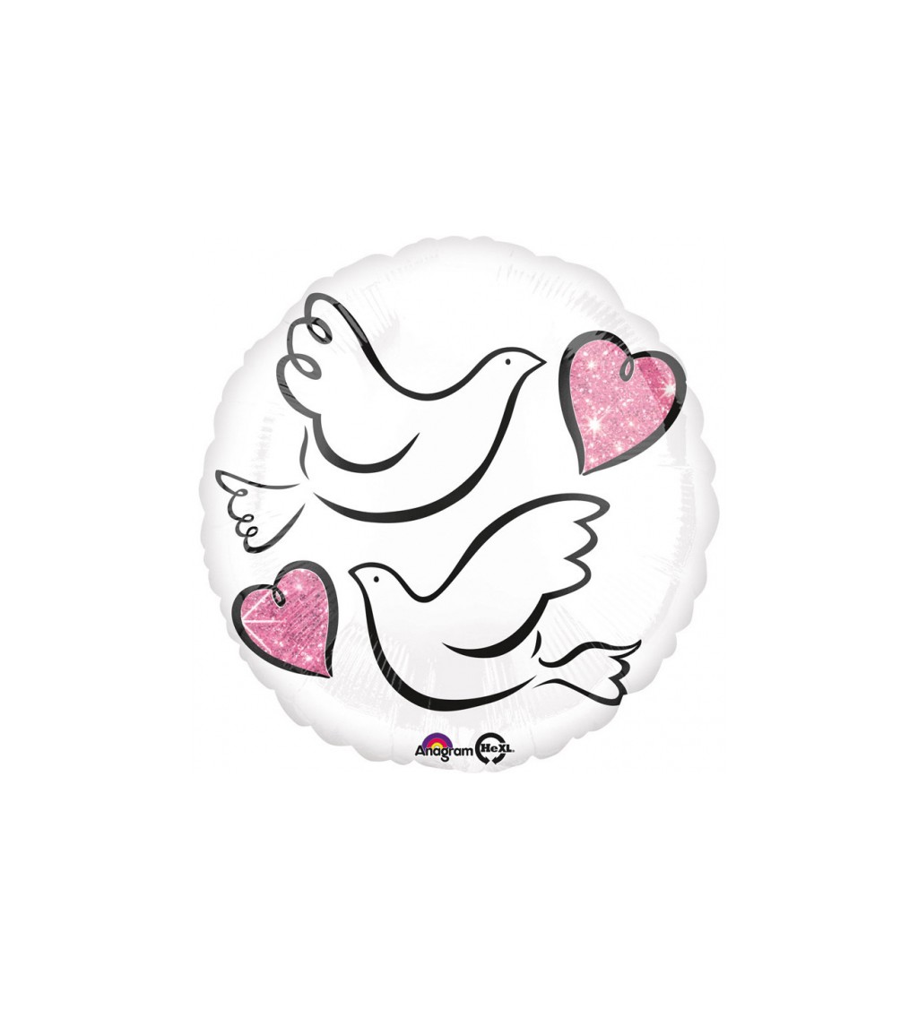 Foliový balonek - Svatební holubice