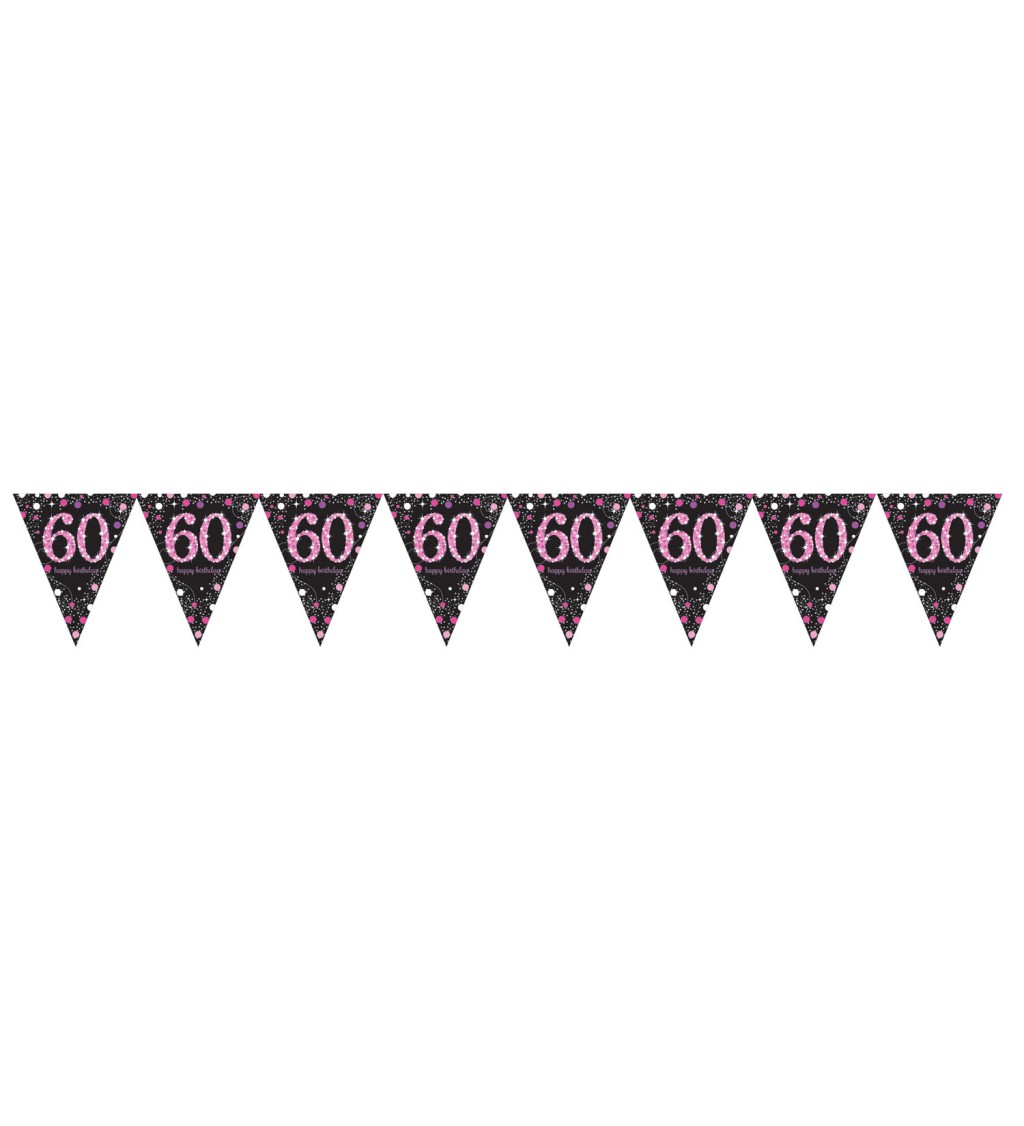 Růžová narozeninová vlaječková girlanda 60