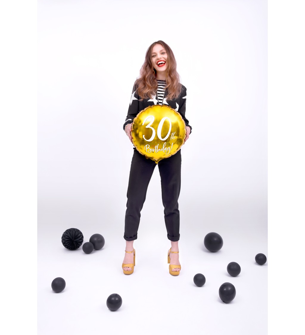 Fóliový balónek - 30th Birthday, zlatý