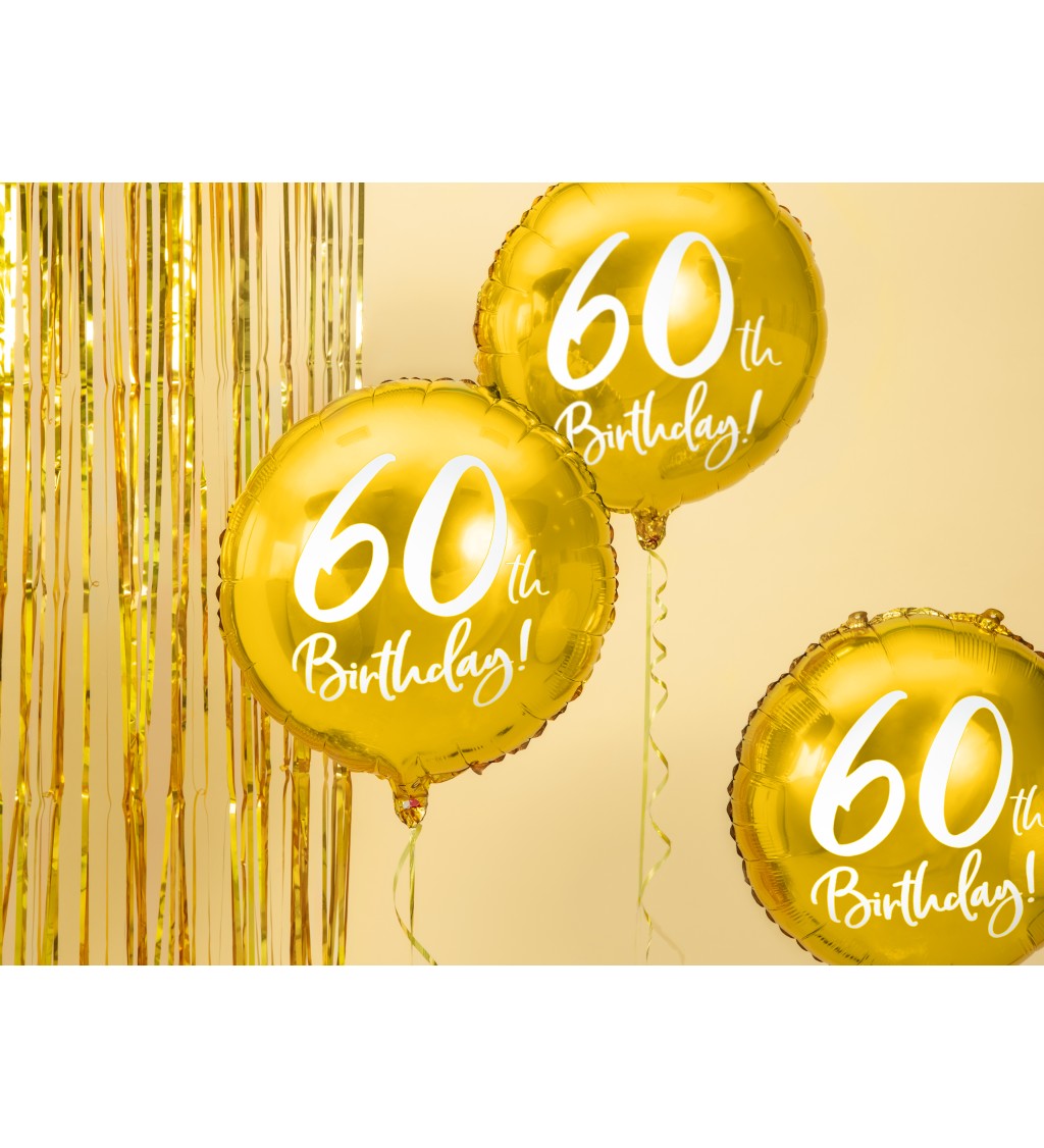 Fóliový balónek - 60th Birthday, zlatý