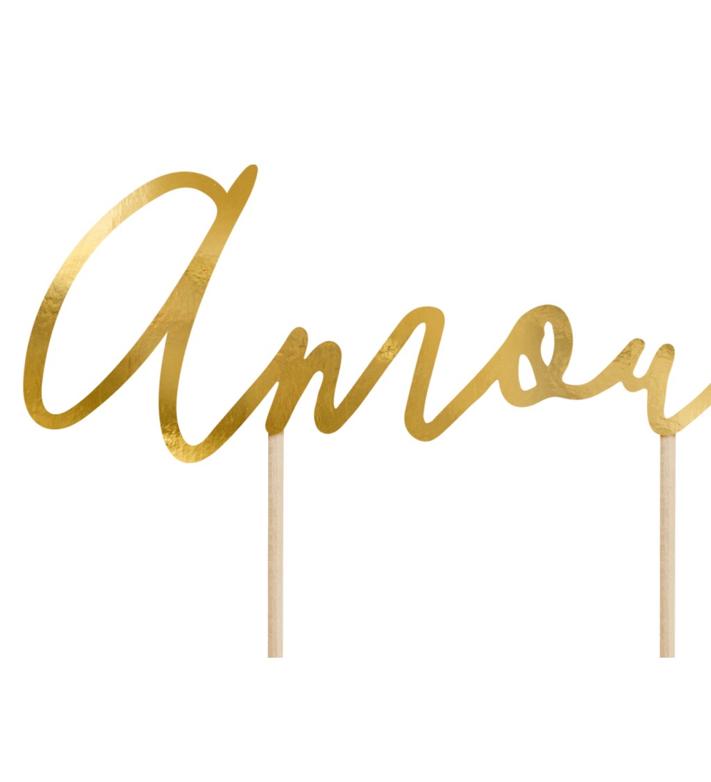 Nápis na dort - Amour, zlatý
