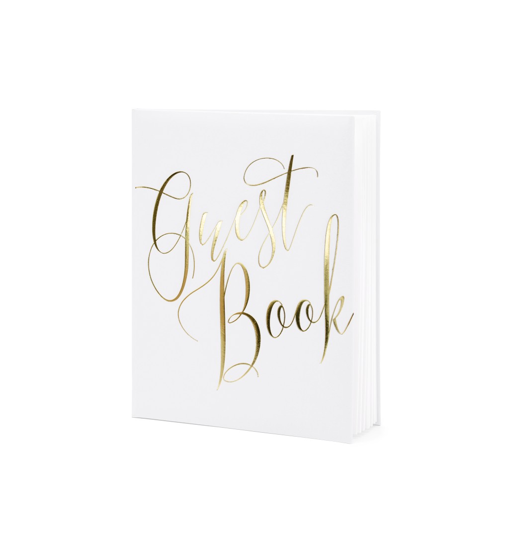 Svatební kniha - zlatě Guest book, bílá