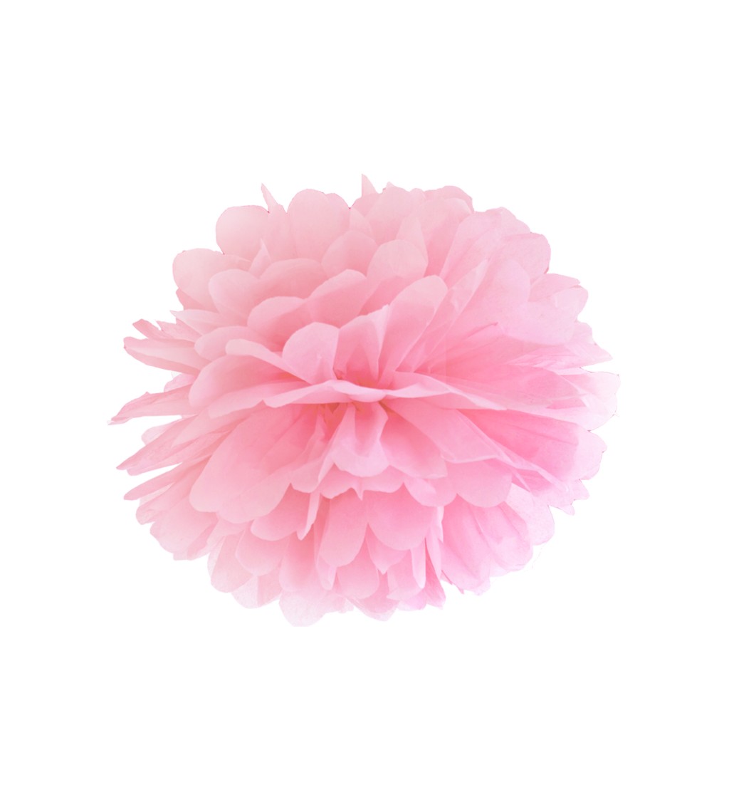 Papírový pompom - světle růžový, 35 cm