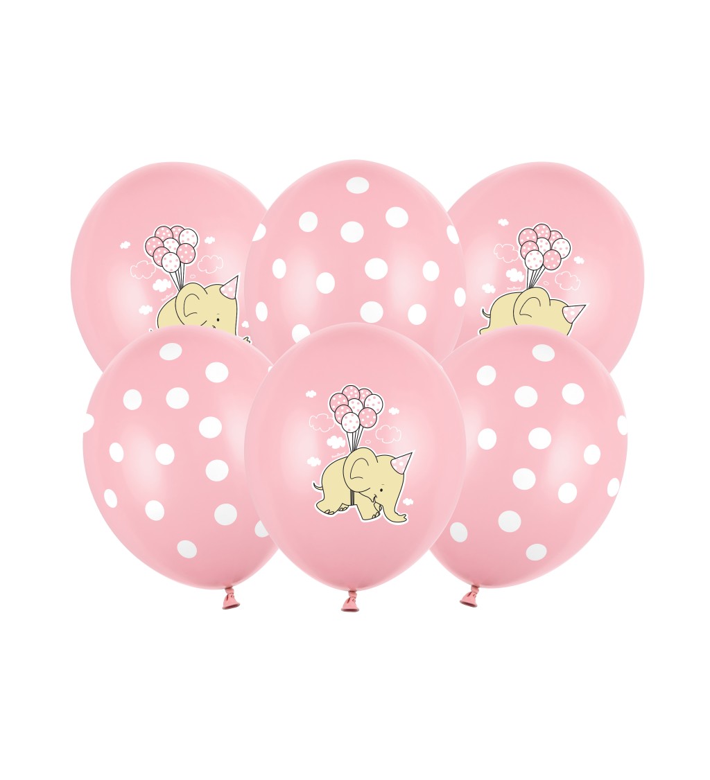 Balónek - slon, světle růžový (6ks)