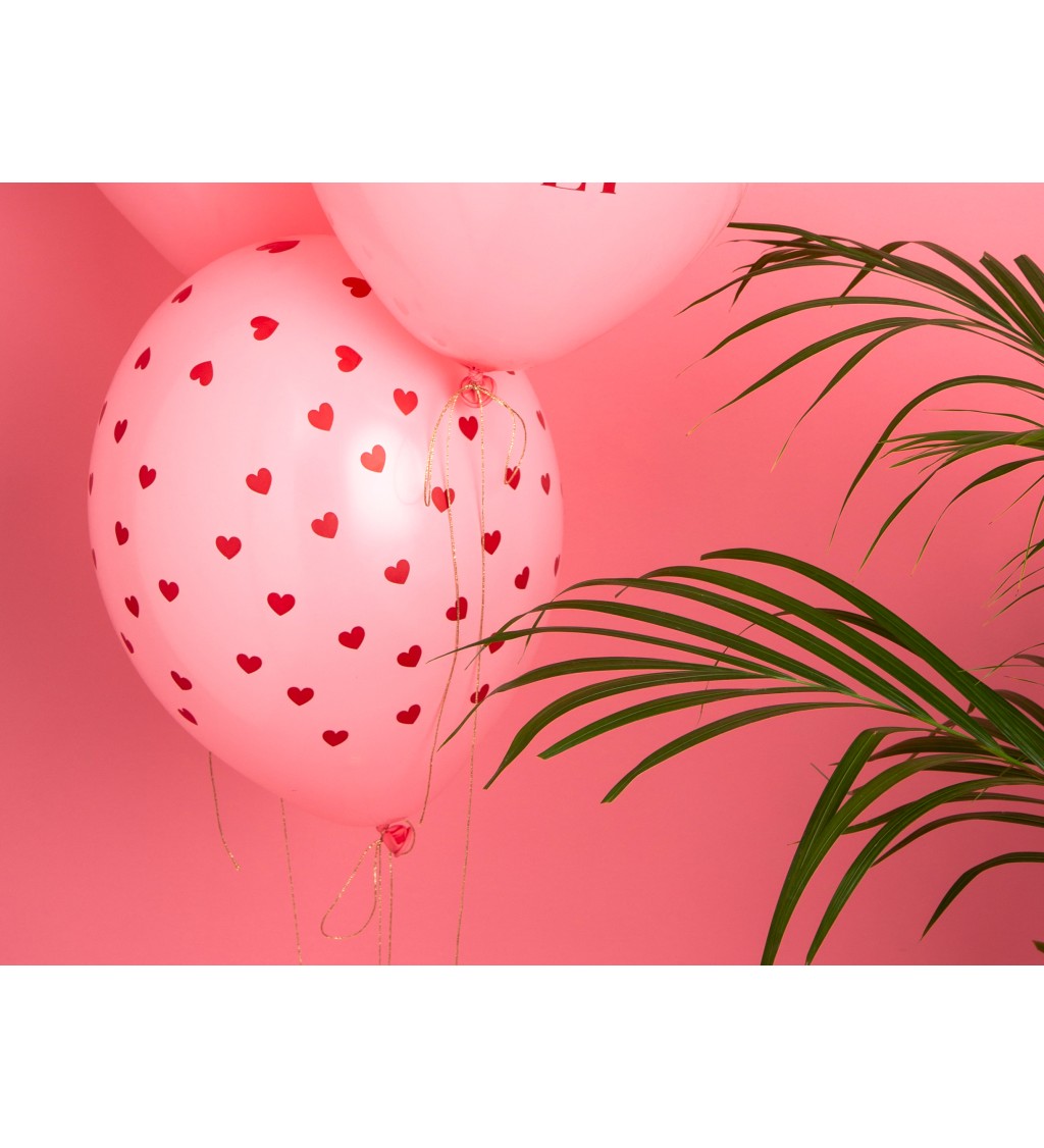 Balónek - malá srdíčka, růžový (6 ks)