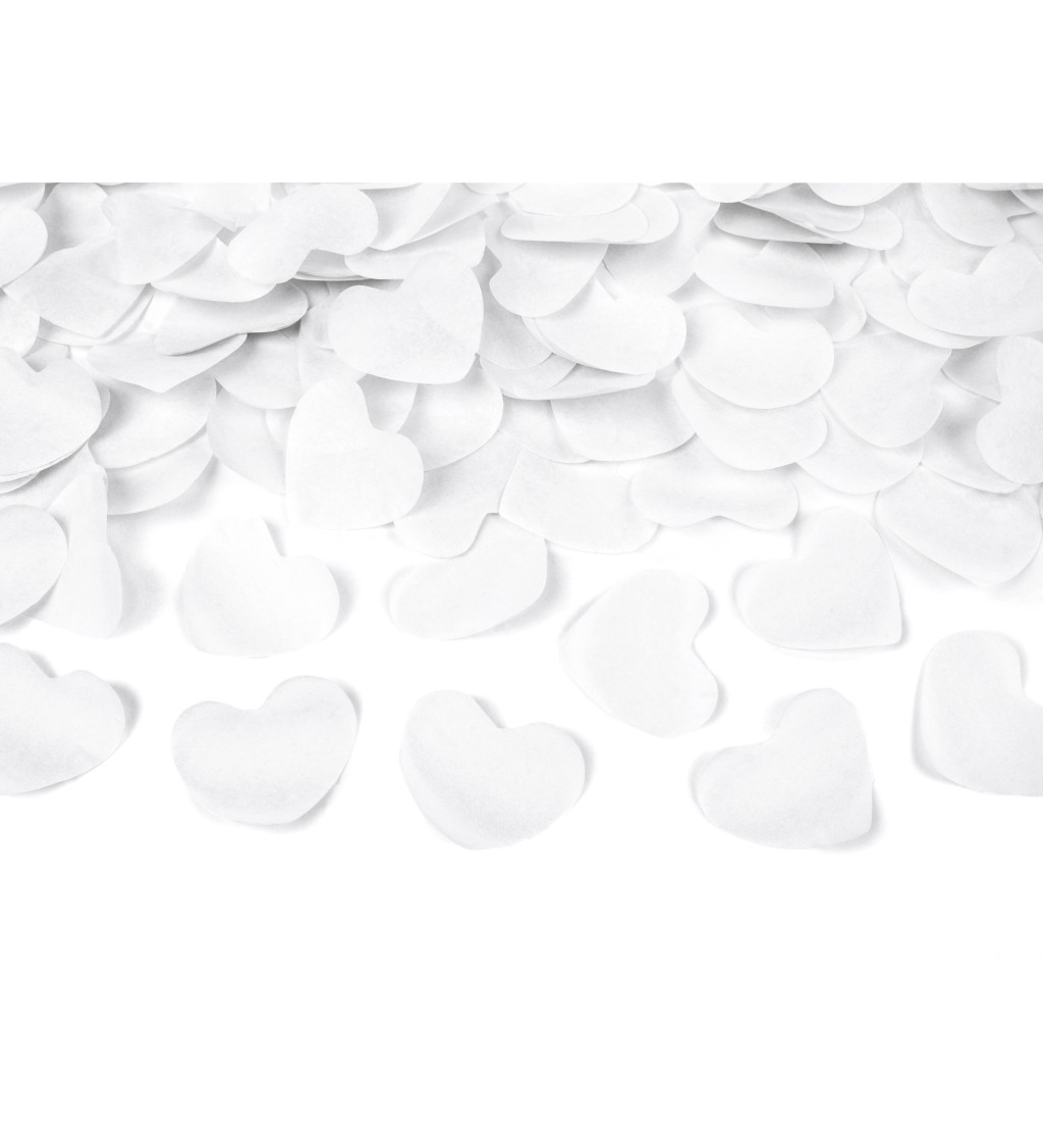 Vystřelovací konfety - srdíčka, bílé