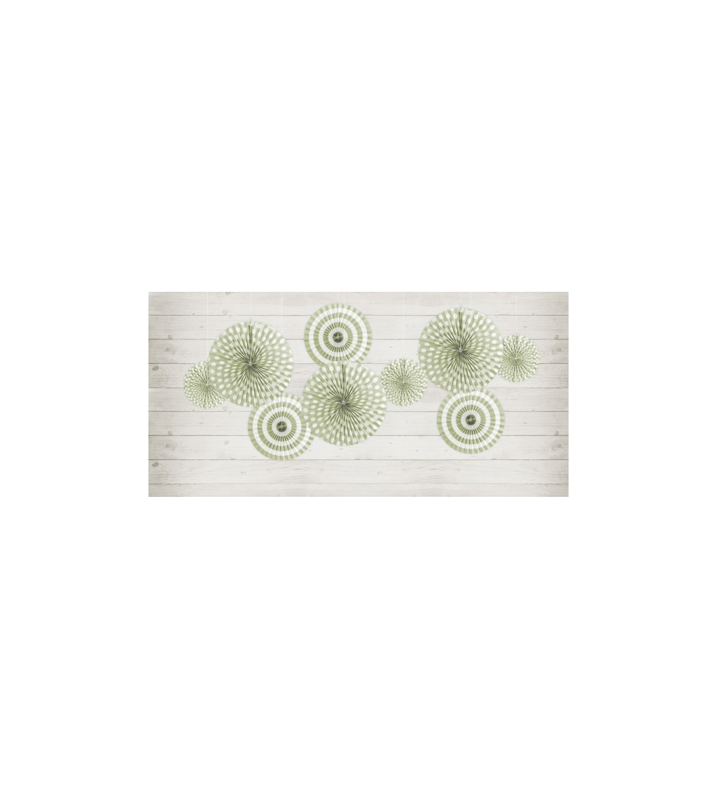 Závěsné rozety - vzorované, olivové (3 ks)