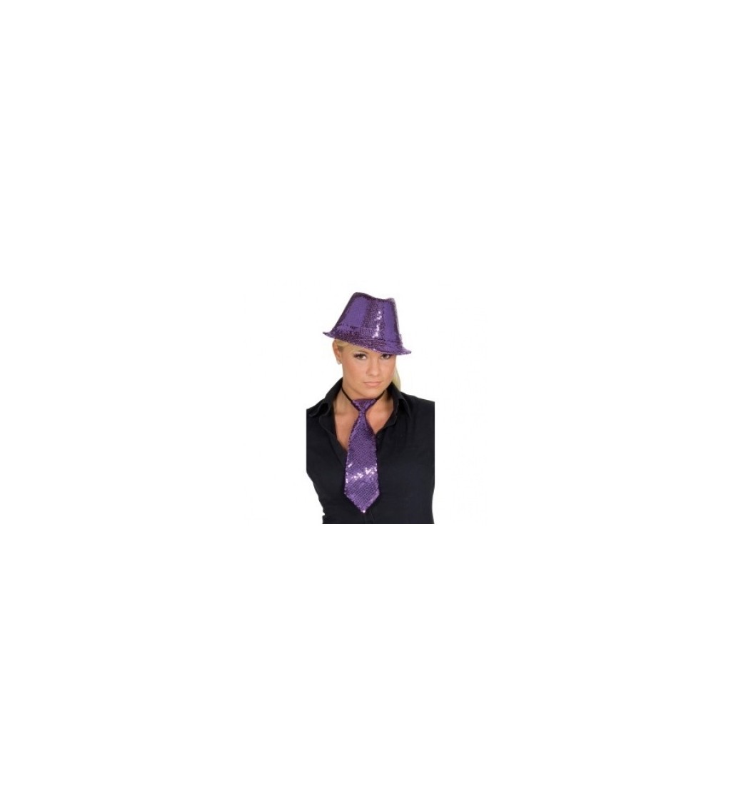 Flitrovaný elegantní klobouk - fialový