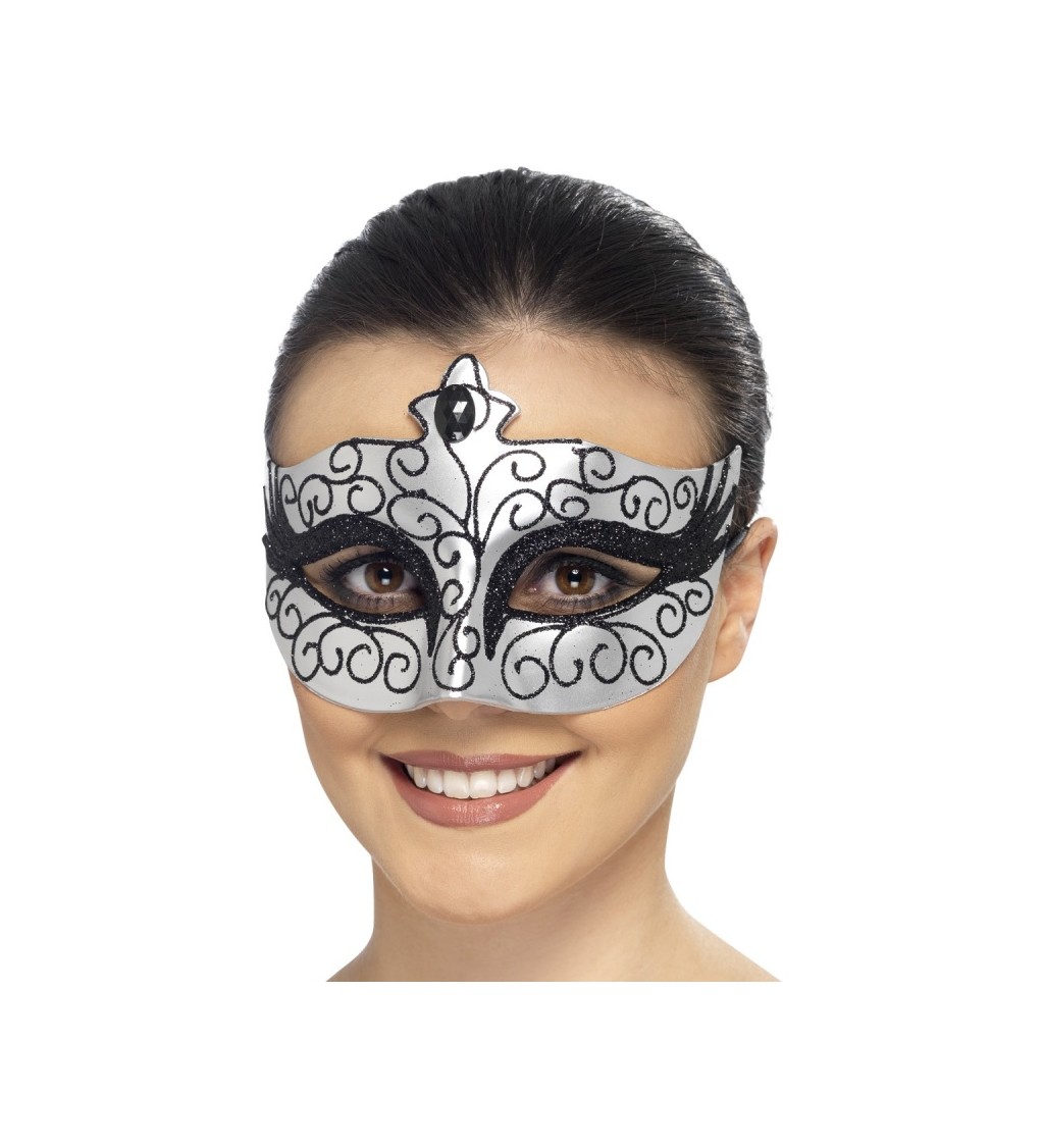 Benátská maska Labutí princezna - stříbrná
