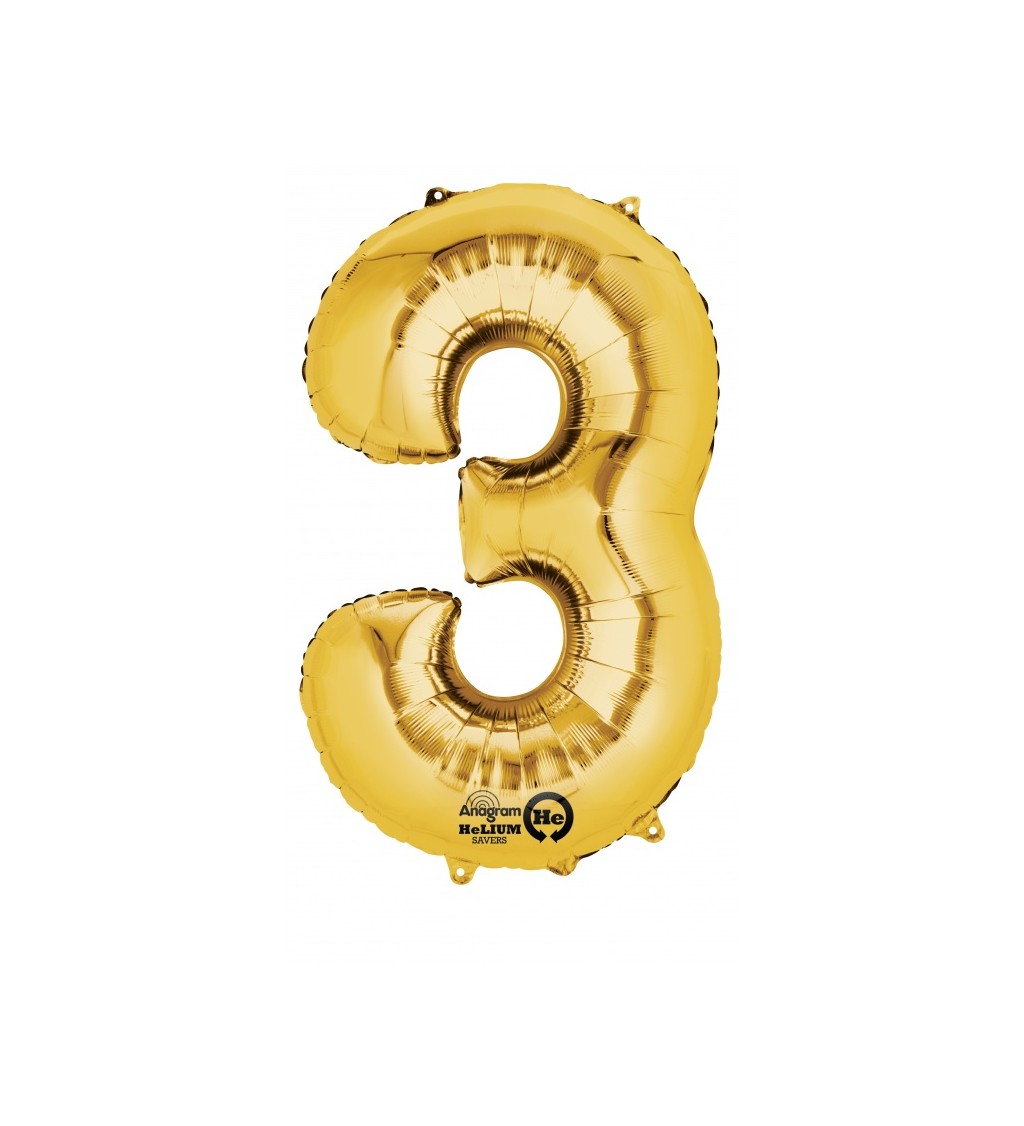 Balónek - Číslo 3 zlatý