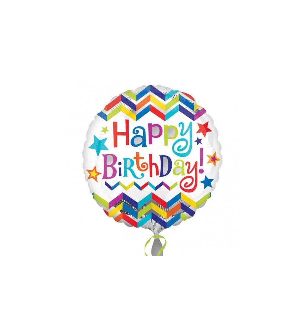 Kulatý fóliový balónek Happy Birthday