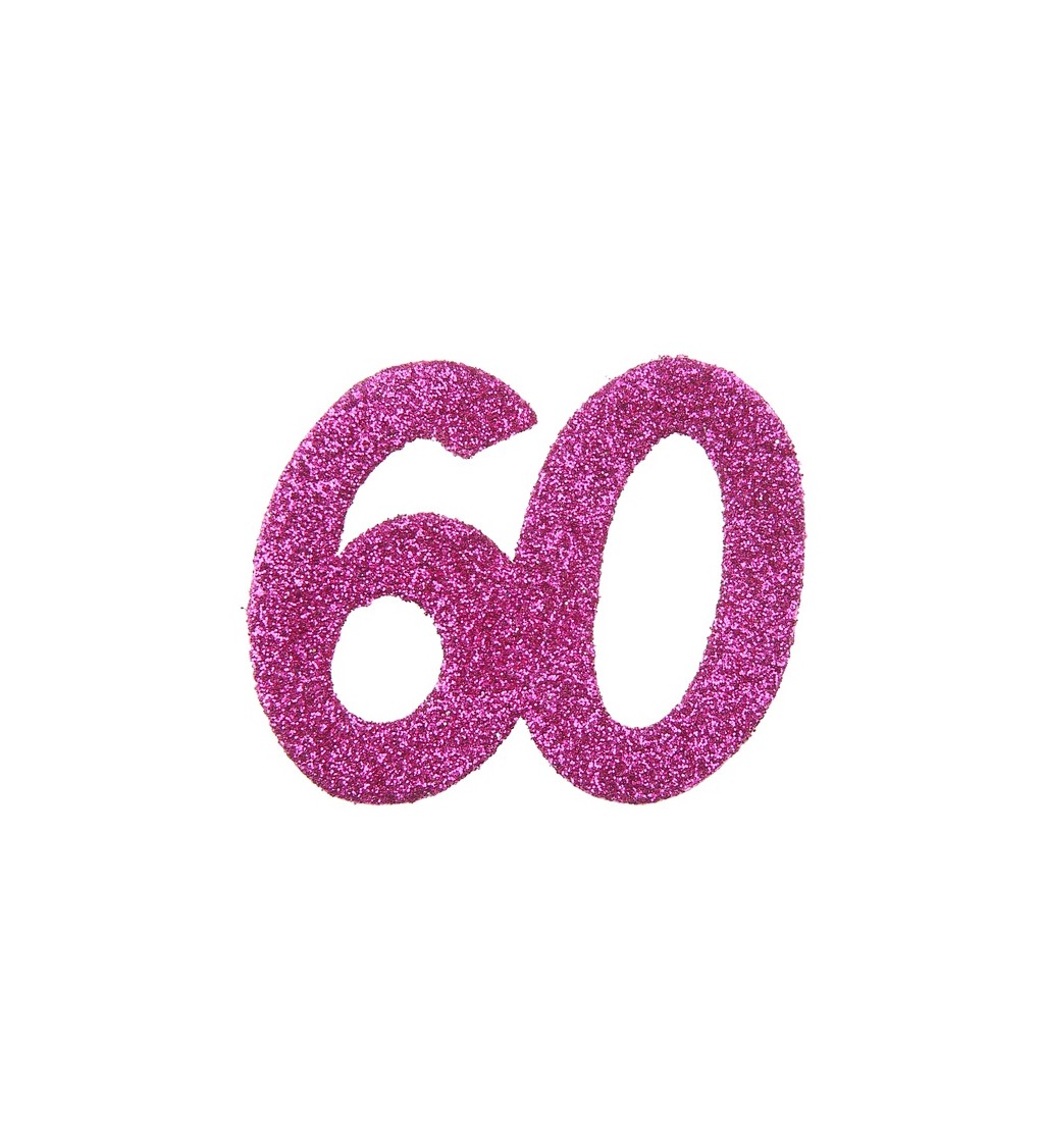 Růžové glitter konfety 60