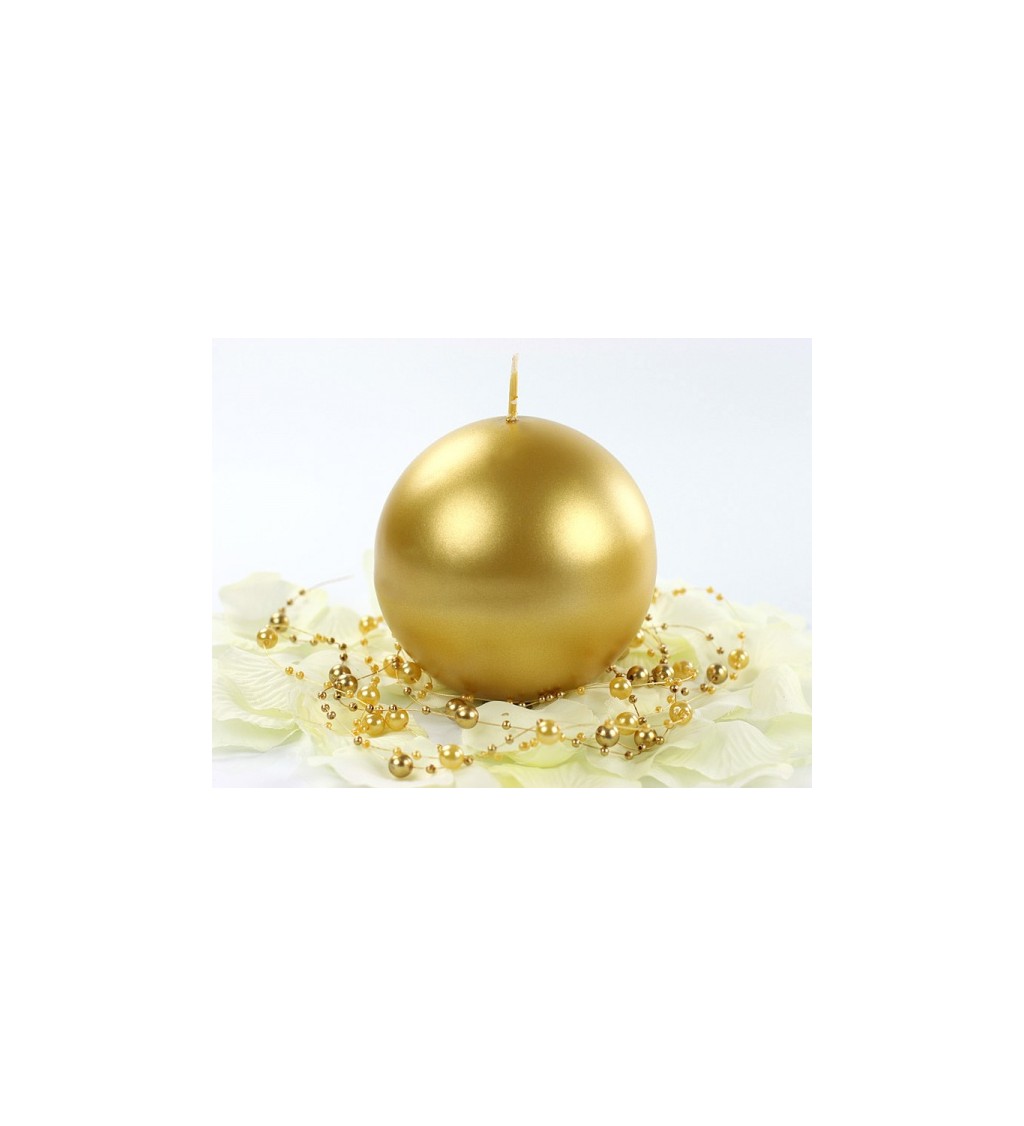 Kulatá svíčka - lesklá zlatá, 10 cm (6 ks)