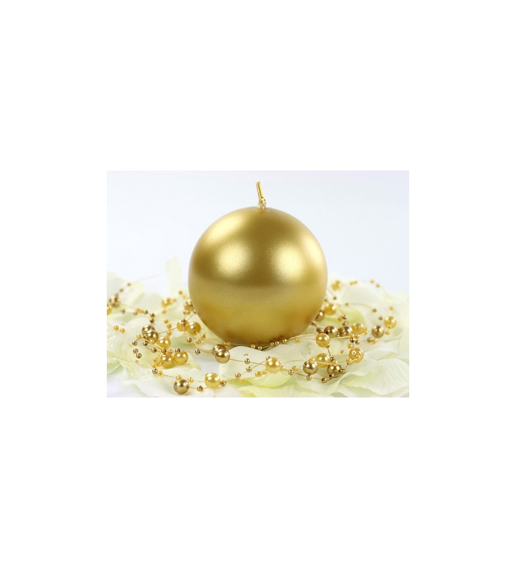 Kulatá svíčka - lesklá zlatá, 8 cm (6 ks)