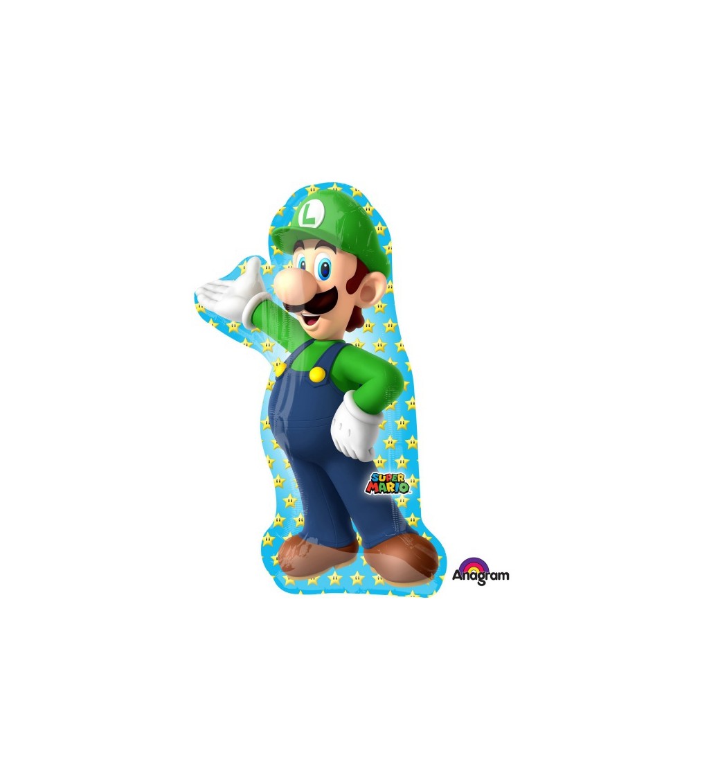 Balónek fóliový Super Mario, "Luigi"