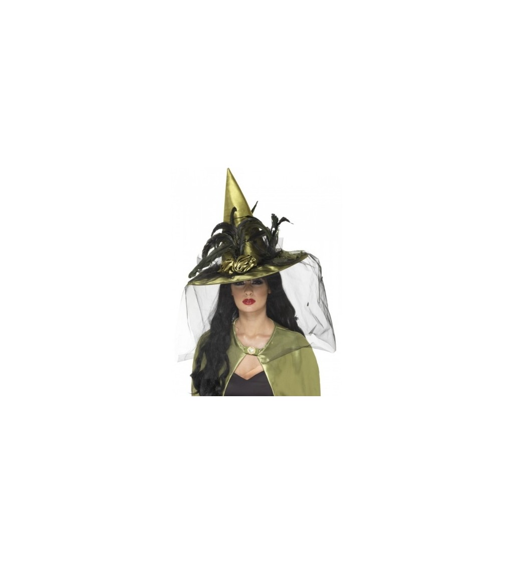 Čarodějnický klobouk deluxe v olivové barvě