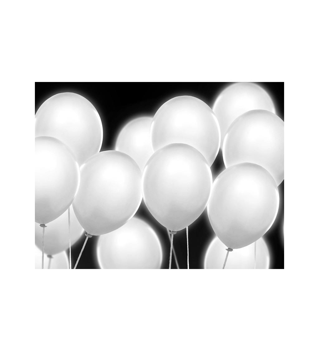 Sada bílých balónků s LED žárovkou