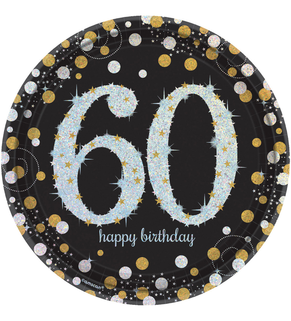 Sada zlato-stříbrných narozeninových talířků 60