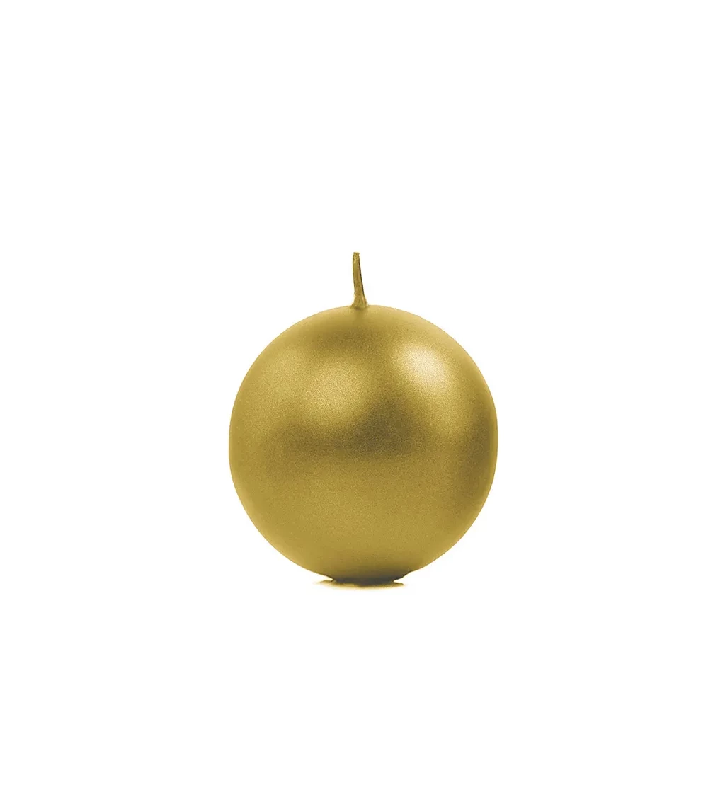 Kulatá svíčka - lesklá zlatá, 6 cm
