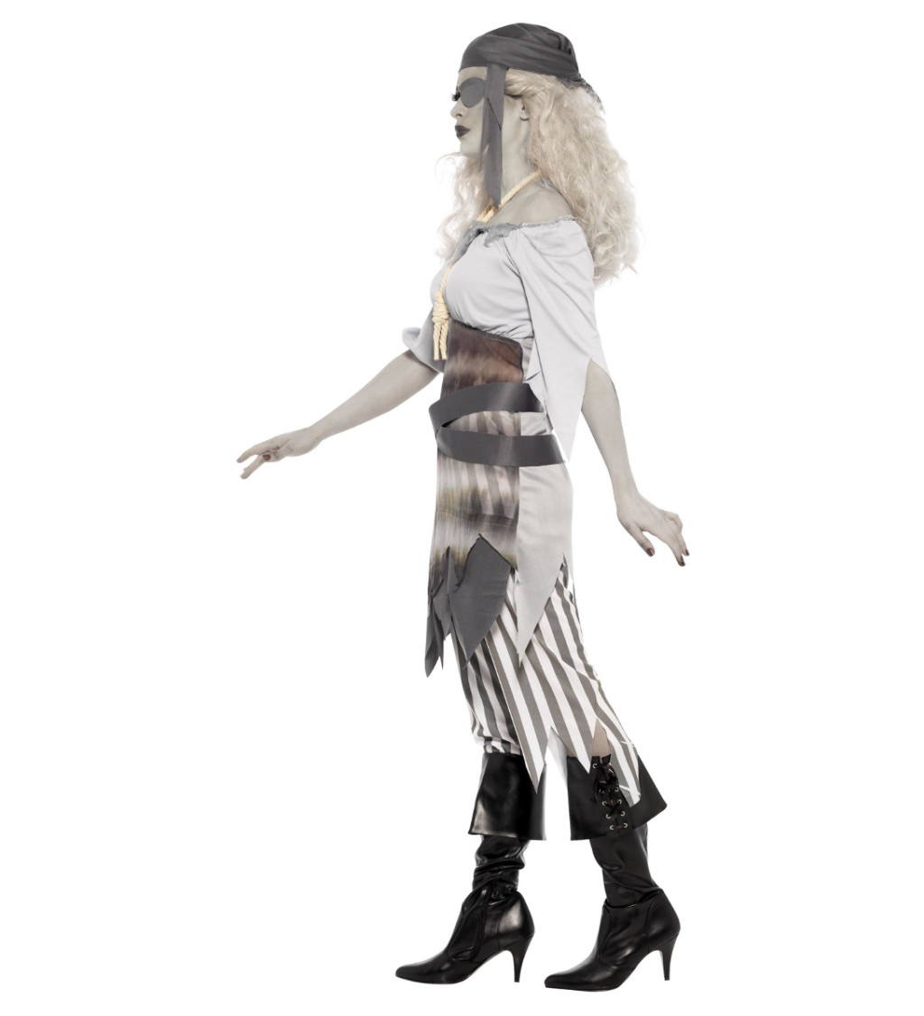Kostým pro ženy - Zombie pirátka pruhované legíny
