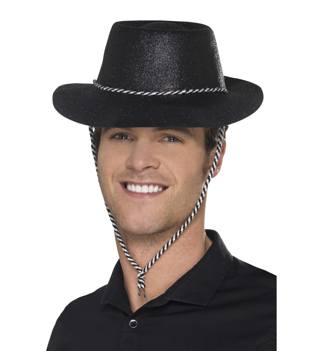 Kovbojský glitter klobouk černý