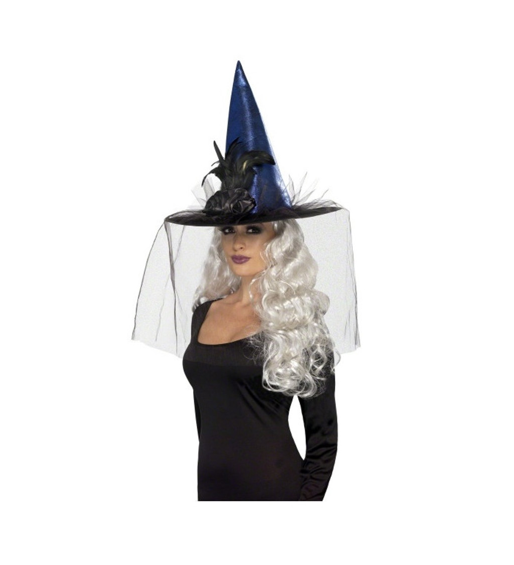 Čarodějnický klobouk deluxe v modré barvě