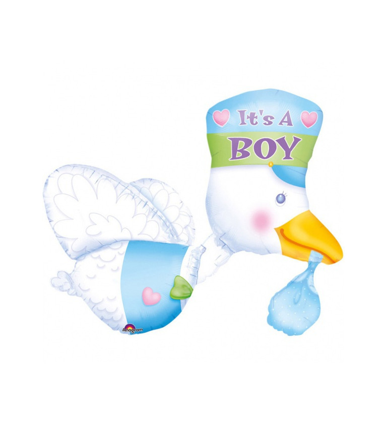 Fóliový balónek - čáp, It´s a boy