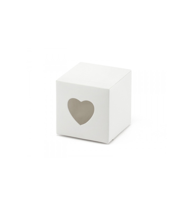 Krabička - bílá, srdce (10 ks)