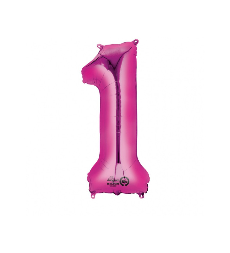 Růžová jednička fóliový balónek