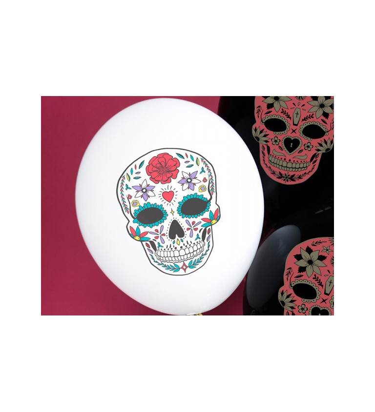 Balónek - Dia de los Muertos, bílý (6ks)