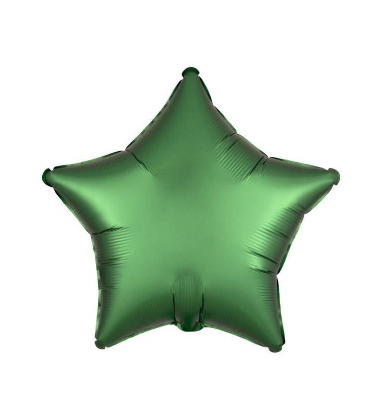 Sametový fóliový balónek Zelená hvězda