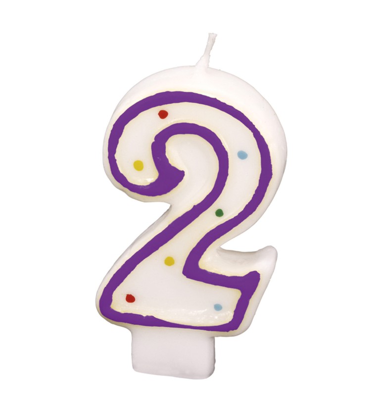 Fialová narozeninová svíčka " 2 "
