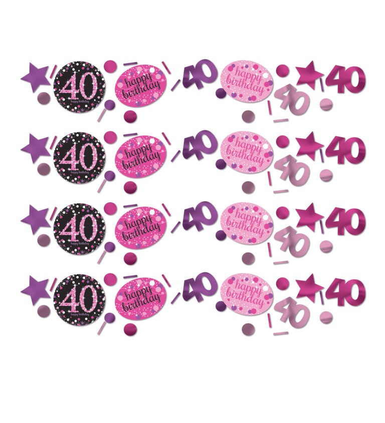 Narozeninové růžové konfety 40