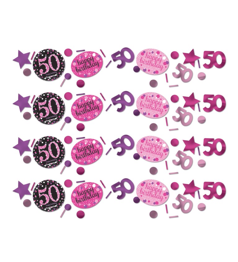 Narozeninové růžové konfety 50
