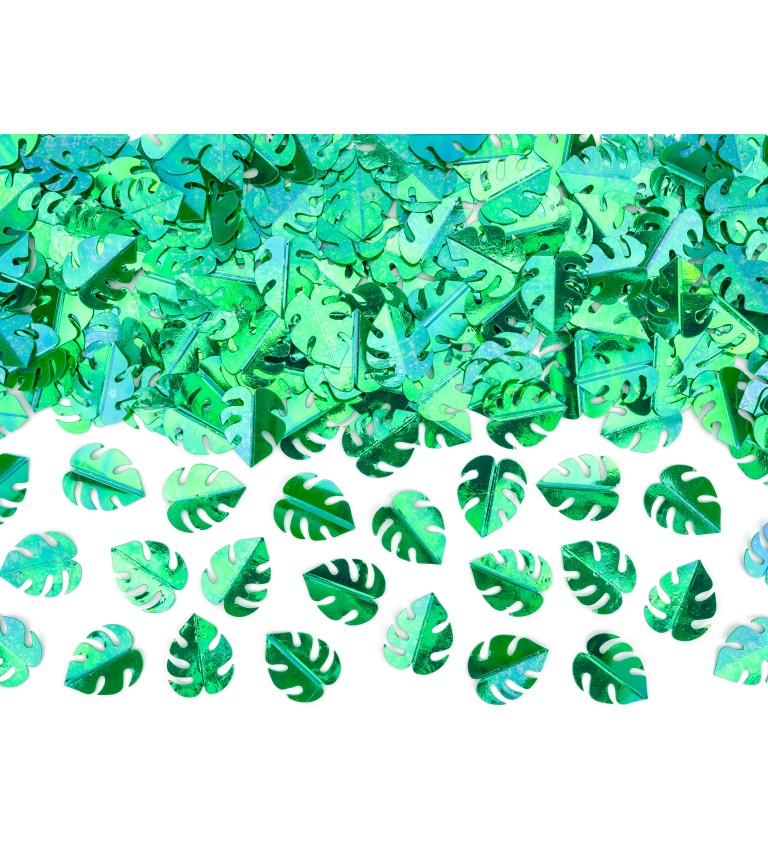 Metalické konfety zelené - listy
