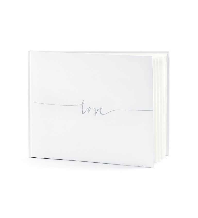 Svatební kniha - Love, stříbrno-bílá
